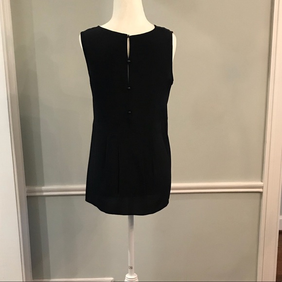 Navy 100% Silk Top size Small with Back Detail - Picture 1 of 4